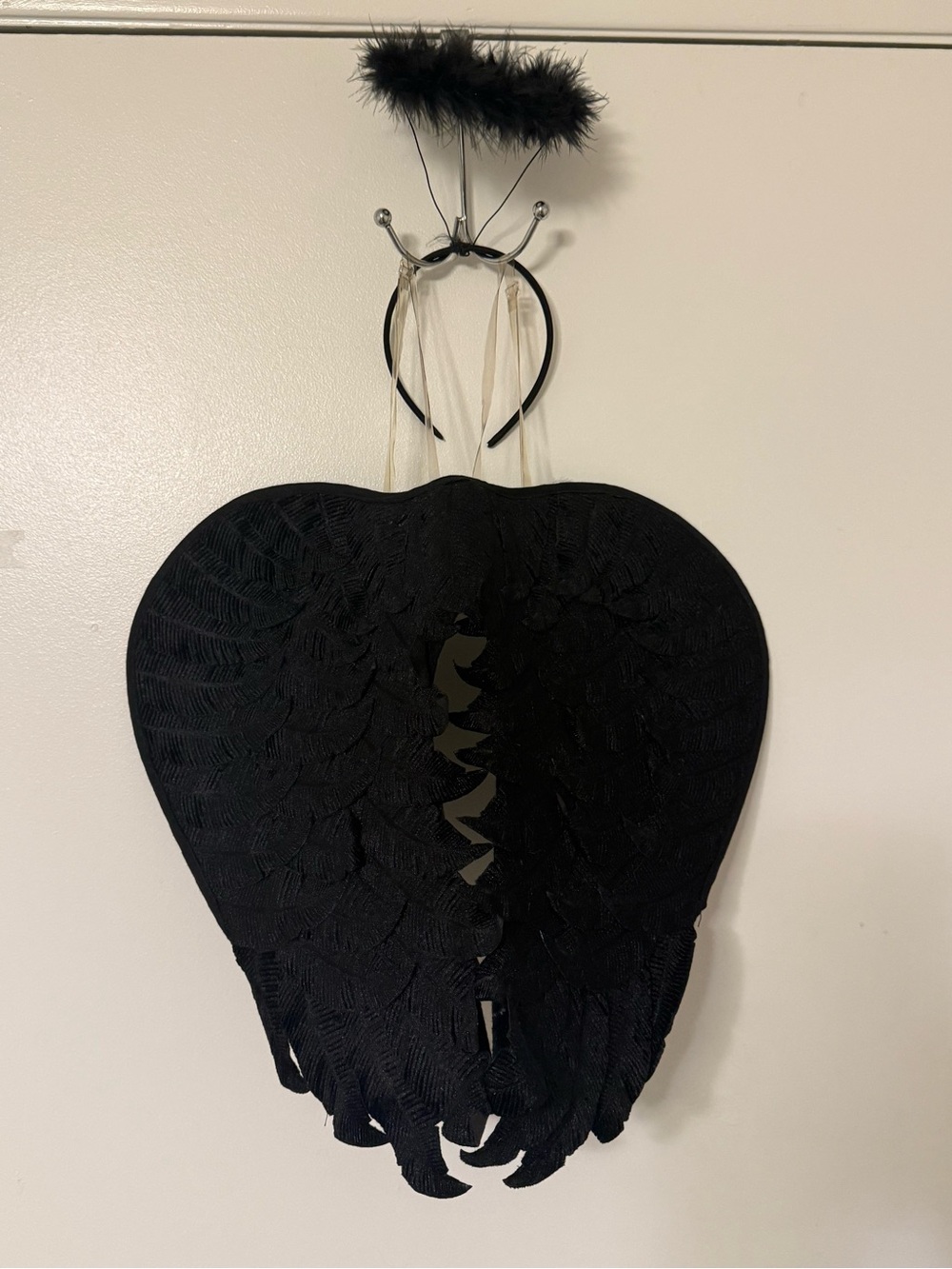 Dark angel wings and halo Halloween costume adult
